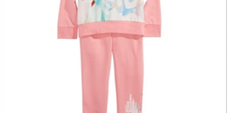 Conjunto de 2 peças de blusa com capuz e calça de moletom do esquadrão das princesas da Disney para meninas, rosa, tamanho 4