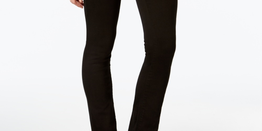 Calça jeans feminina Bootcut com cinco bolsos e ajuste curvo da INC International Concepts, preta, tamanho 8