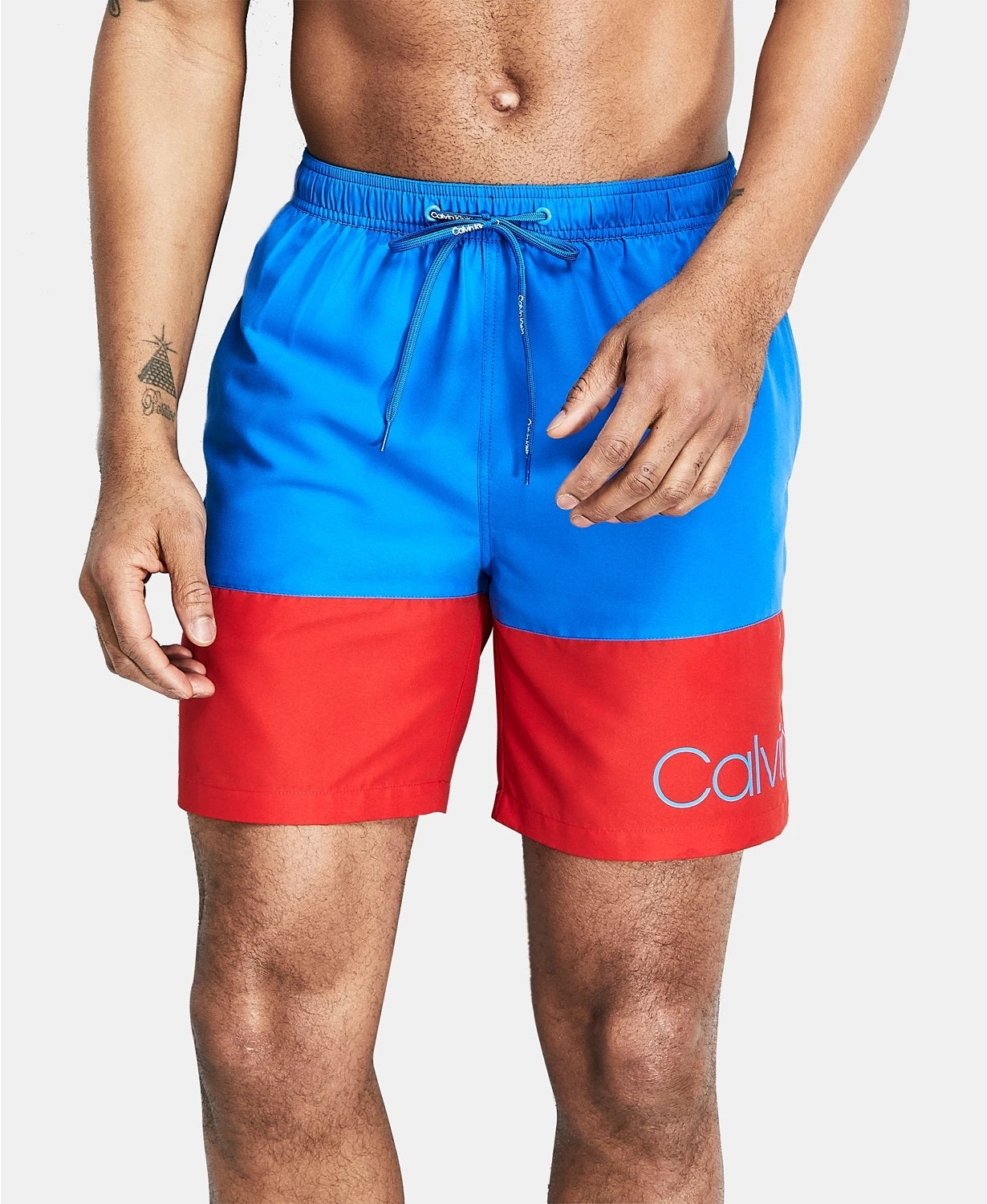 Calção de banho masculino Calvin Klein com logotipo laranja, tamanho XX-G