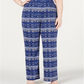 Calça feminina plus size estampada NY Collection, azul, tamanho XXXL