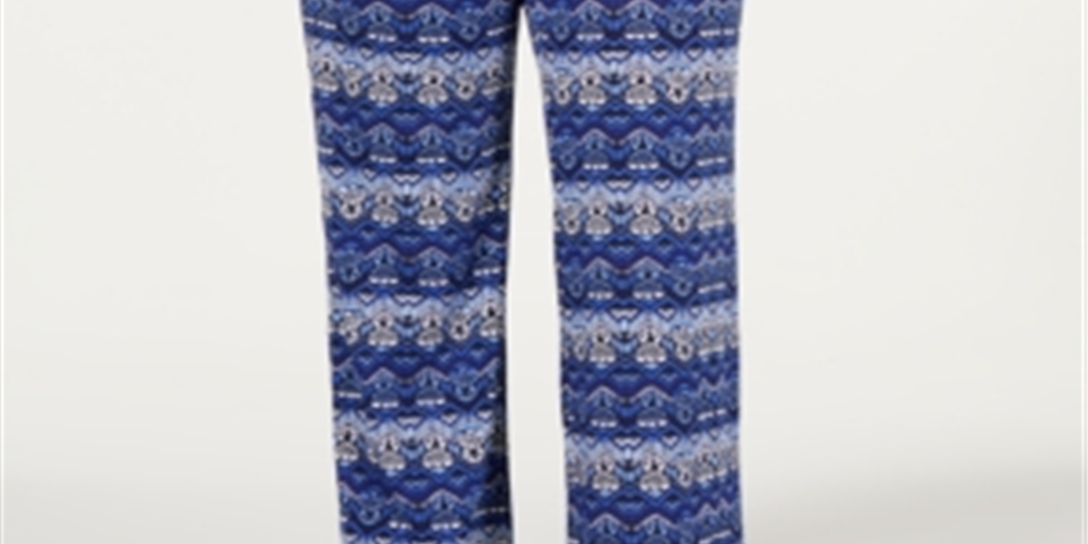 Calça feminina plus size estampada NY Collection, azul, tamanho XXXL
