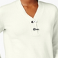 Karen Scott Suéter Henley Feminino de Algodão Branco Tamanho Pequeno GG