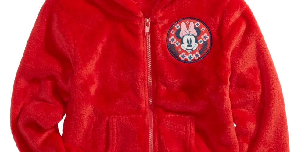 Moletom com capuz Minnie Mouse com zíper Woobie da Disney para meninas, tamanho 4, vermelho