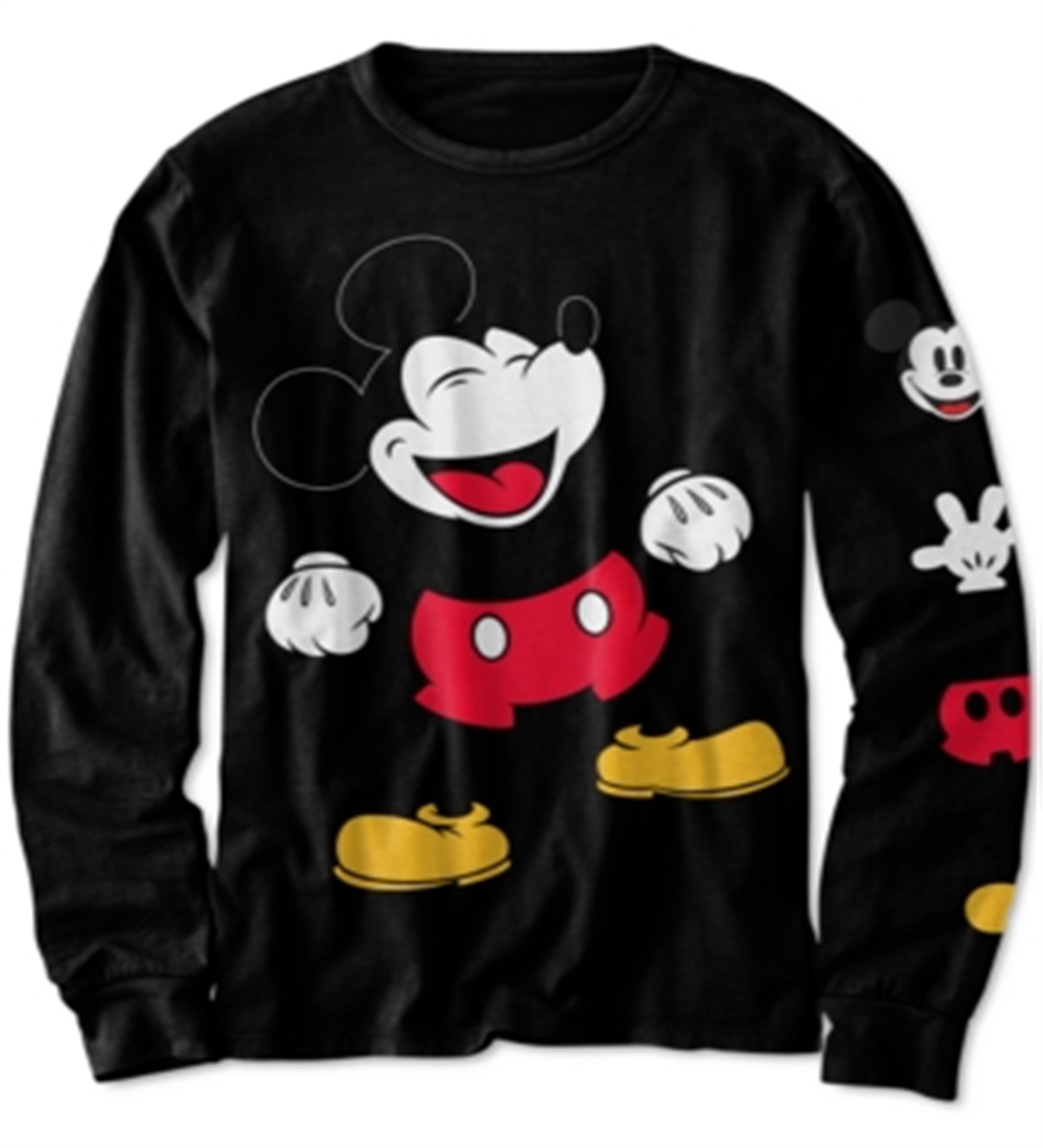 Camiseta infantil Disney Mickey Mouse risonho para meninos, preta, tamanho 2