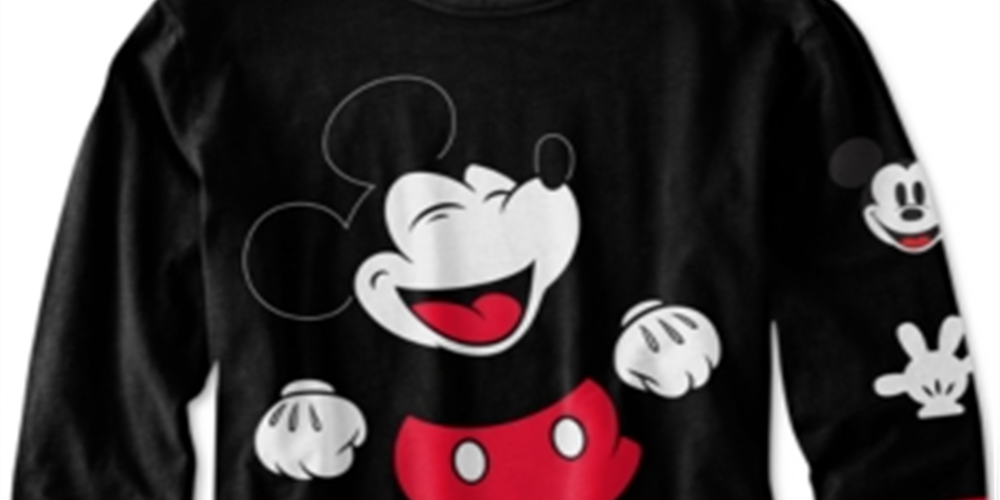 Camiseta infantil Disney Mickey Mouse risonho para meninos, preta, tamanho 2