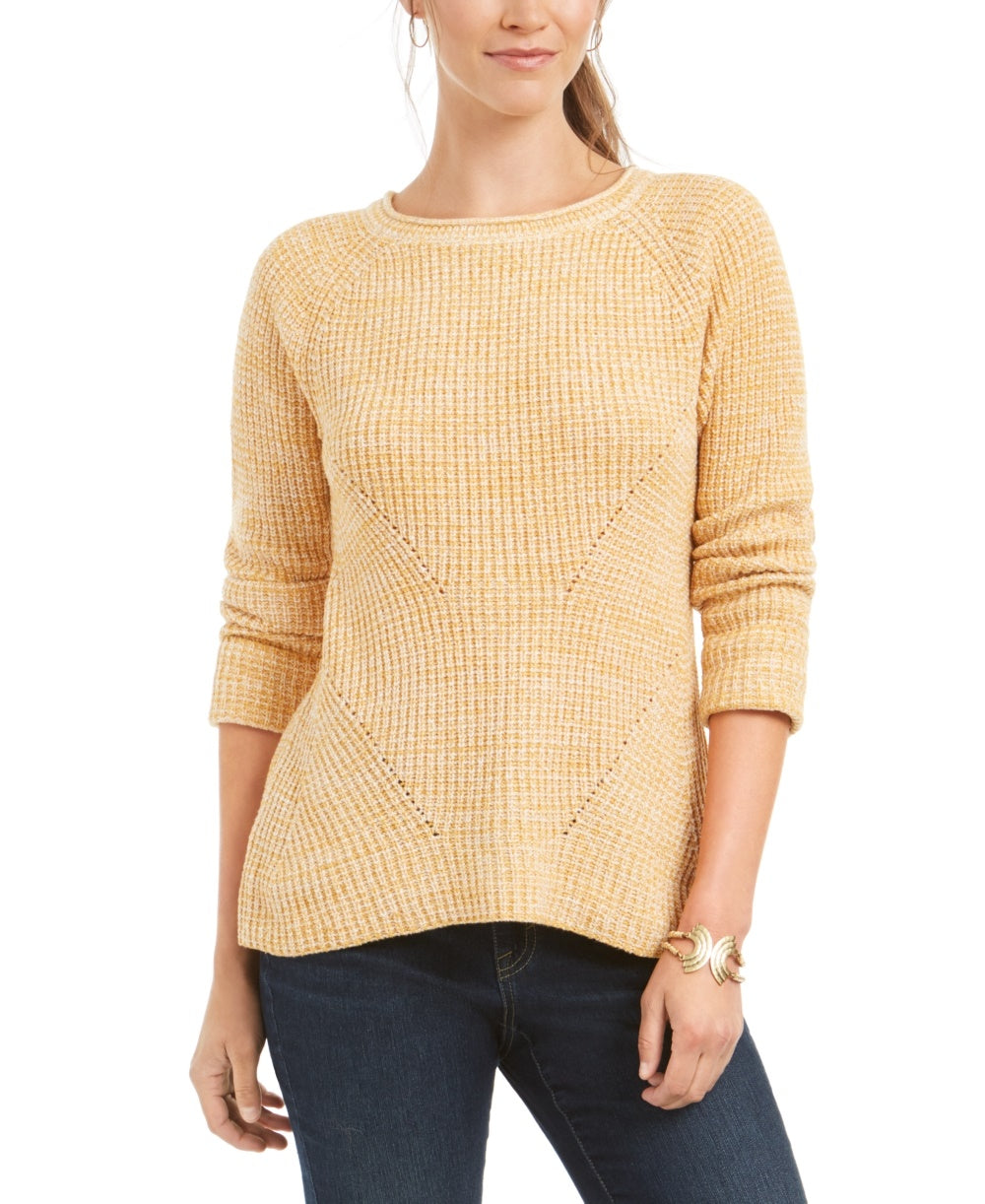 Suéter de malha mesclado feminino Style &amp; Co, amarelo, tamanho PP