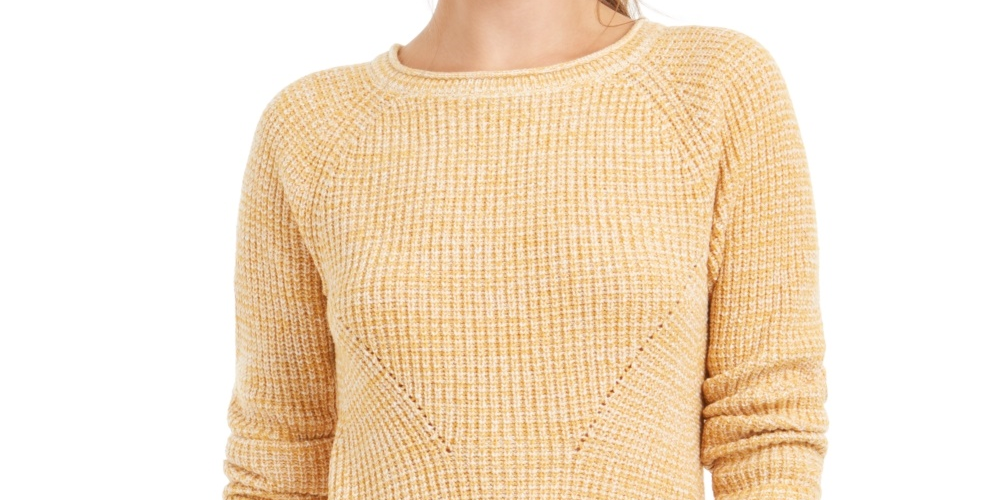 Suéter de malha mesclado feminino Style &amp; Co, amarelo, tamanho PP