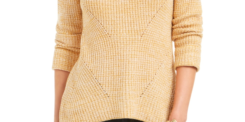 Suéter de malha mesclado feminino Style &amp; Co, amarelo, tamanho PP