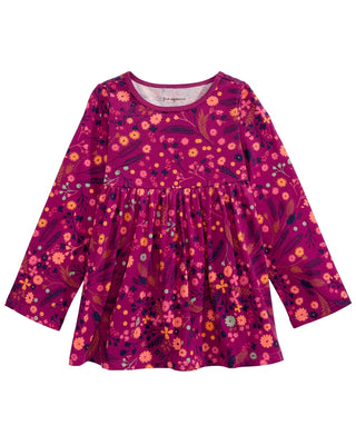 Túnica infantil de algodão com estampa floral First Impressions para meninas, tamanho 3T, roxa