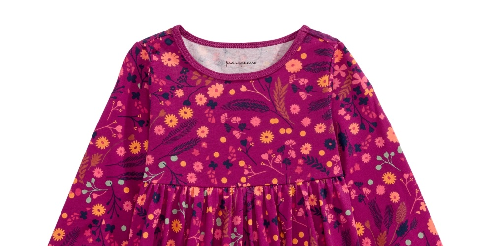 Túnica infantil de algodão com estampa floral First Impressions para meninas, tamanho 3T, roxa