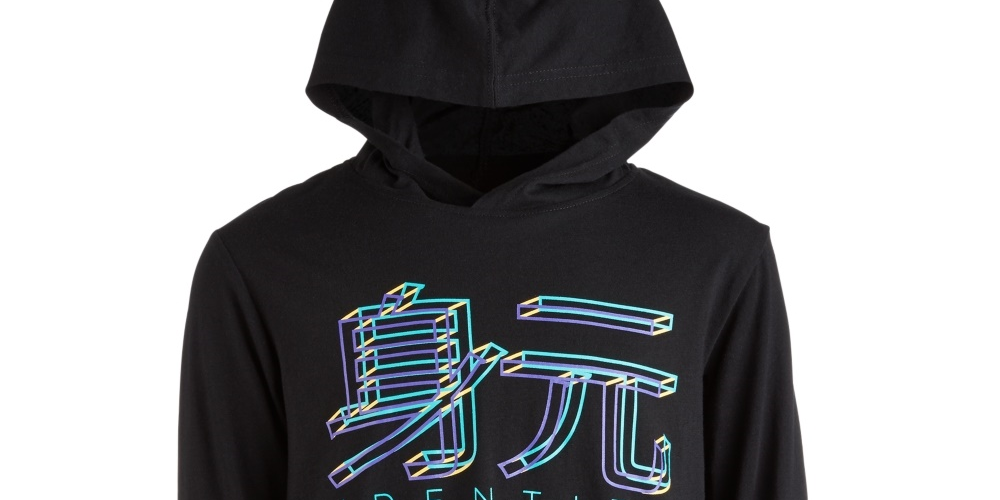 Camiseta com capuz e estampa gráfica Ideology Big Boy's, preta, tamanho médio