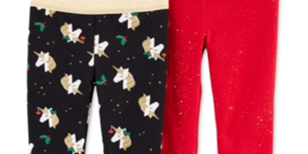 Legging Carter's Toddler Girl com estampa de unicórnio e glitter, pacote com 2, vermelha, tamanho 4T