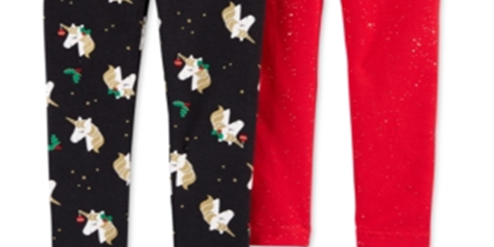 Legging Carter's Toddler Girl com estampa de unicórnio e glitter, pacote com 2, vermelha, tamanho 4T
