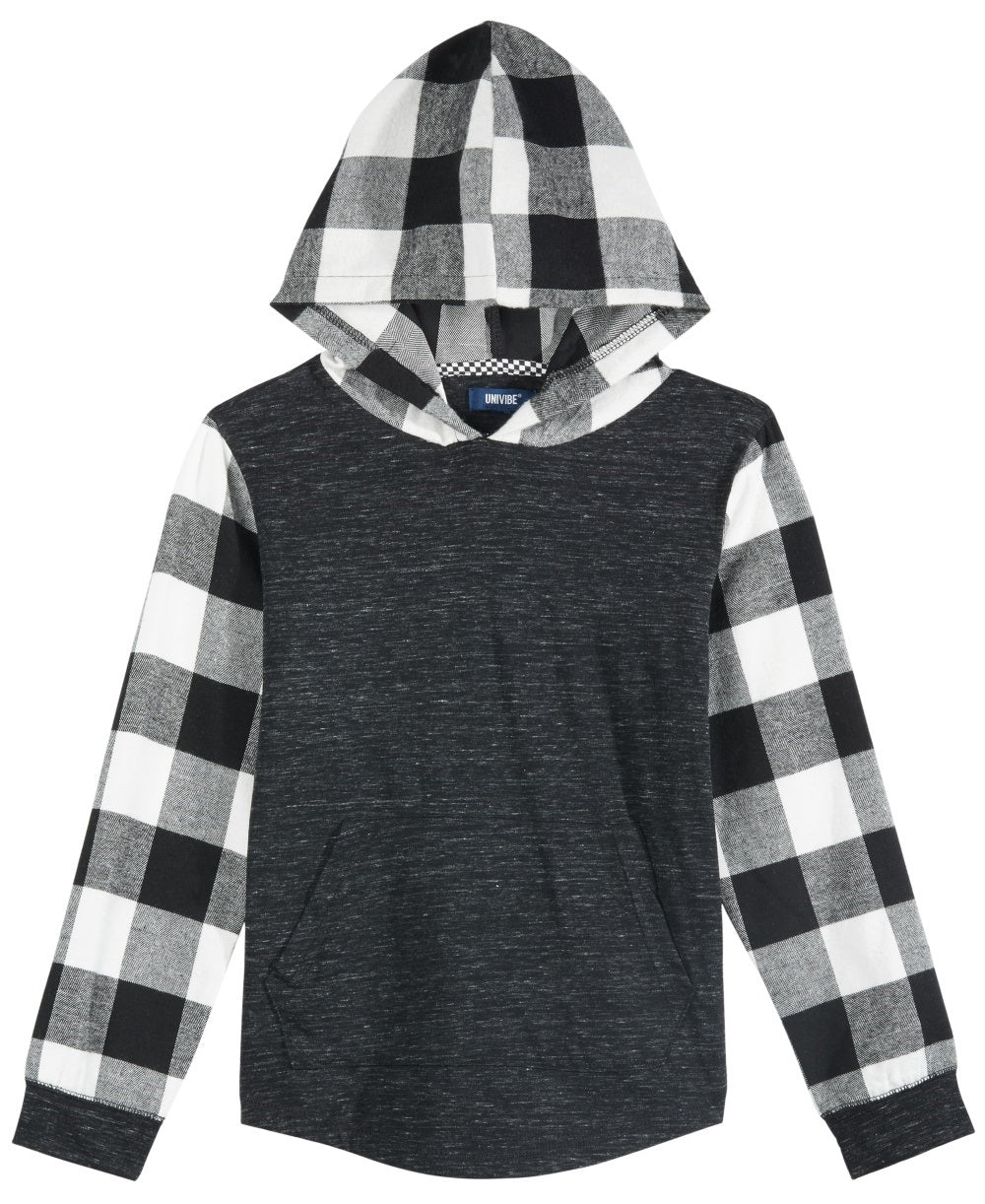 Camisa com capuz Univibe Big Boy's Lewiston Colorblocked Mix-Media, cinza, tamanho grande