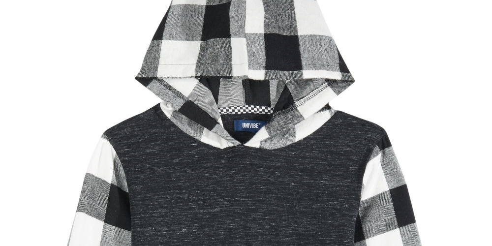Camisa com capuz Univibe Big Boy's Lewiston Colorblocked Mix-Media, cinza, tamanho grande