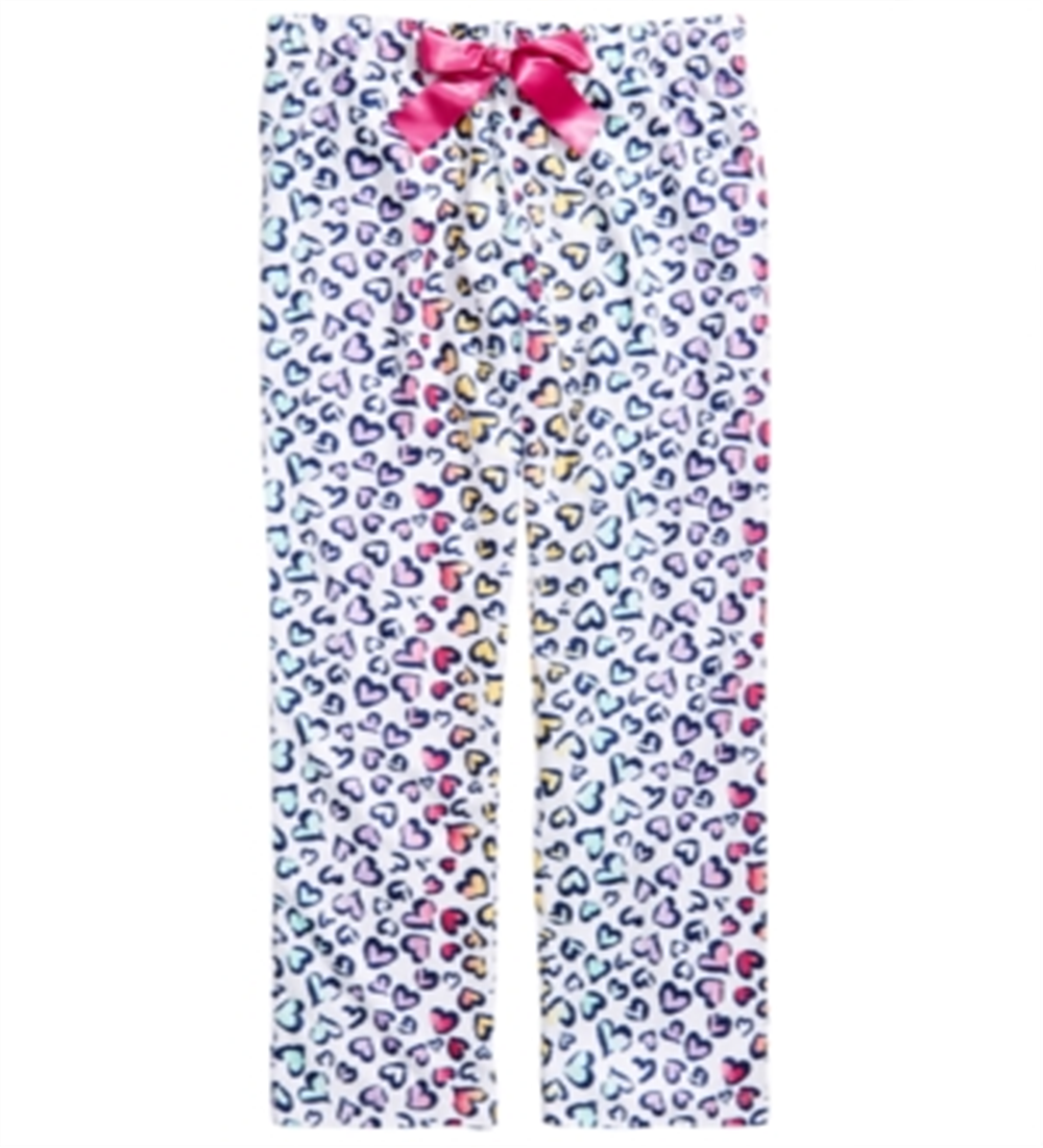 Calça de pijama estampada com coração para meninas Max &amp; Olivia Little &amp; Big, branca, tamanho M