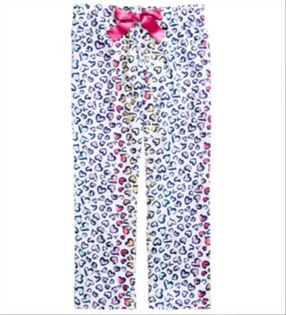 Calça de pijama estampada com coração para meninas Max &amp; Olivia Little &amp; Big, branca, tamanho M