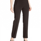 Calças de controle de barriga femininas de perna reta da Style &amp; Co, marrom, tamanho 10 Petite