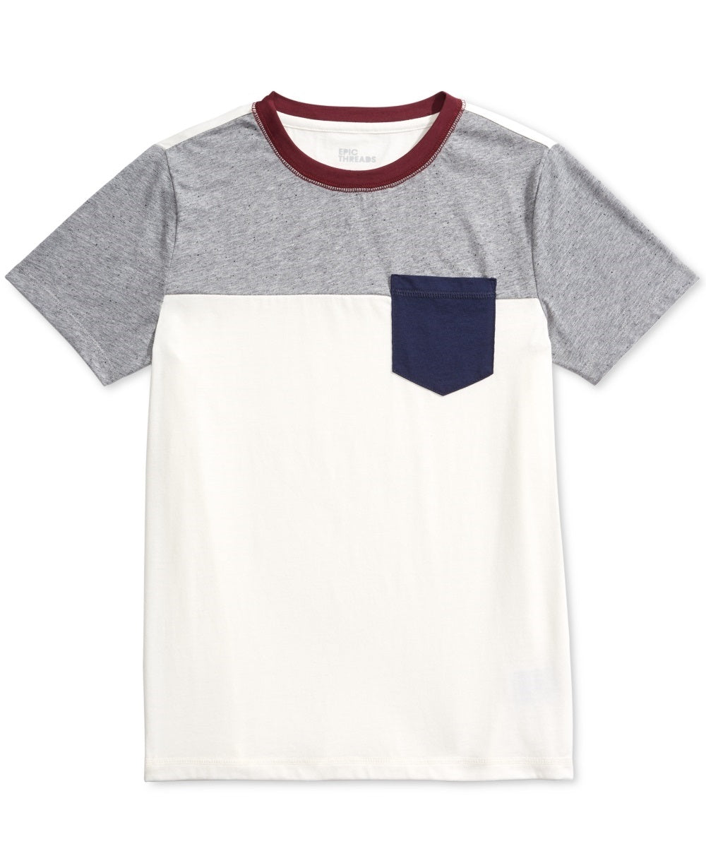 Camiseta Epic Threads Big Boy's Colorblocked Bege Cáqui Tamanho Médio