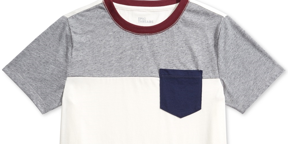 Camiseta Epic Threads Big Boy's Colorblocked Bege Cáqui Tamanho Médio