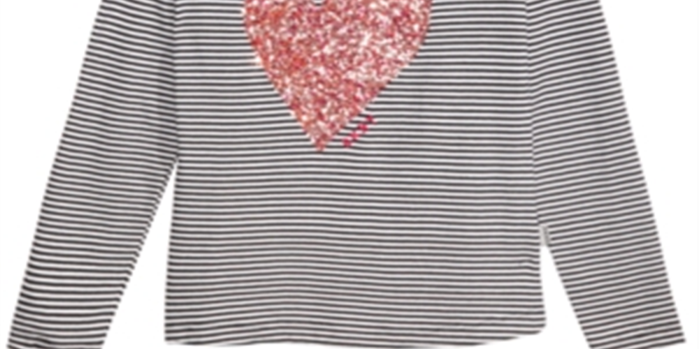 Camiseta DKNY Big Girl's Confetti Heart com cadarço, preta, tamanho 12