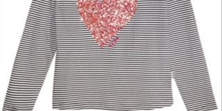 DKNY Big Girl's Confetti Heart Lace up T-Shirt Black Size 12