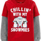 Camiseta de algodão Carter's Toddler Boy's Snowmies com estampa em camadas, tamanho 2T, vermelha