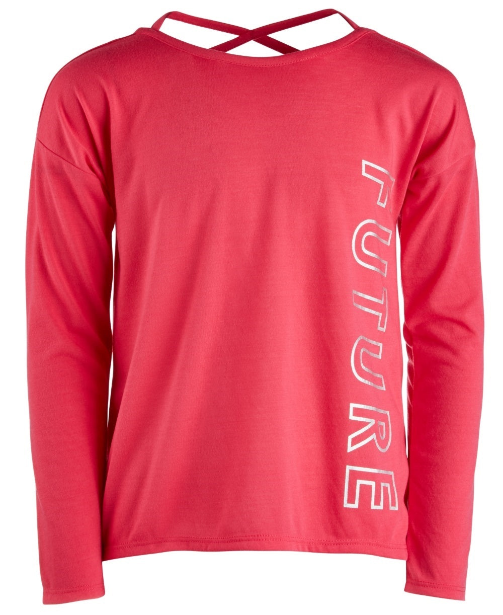 Camiseta estampada com alças e costas da Ideology Big Girl, rosa, tamanho grande