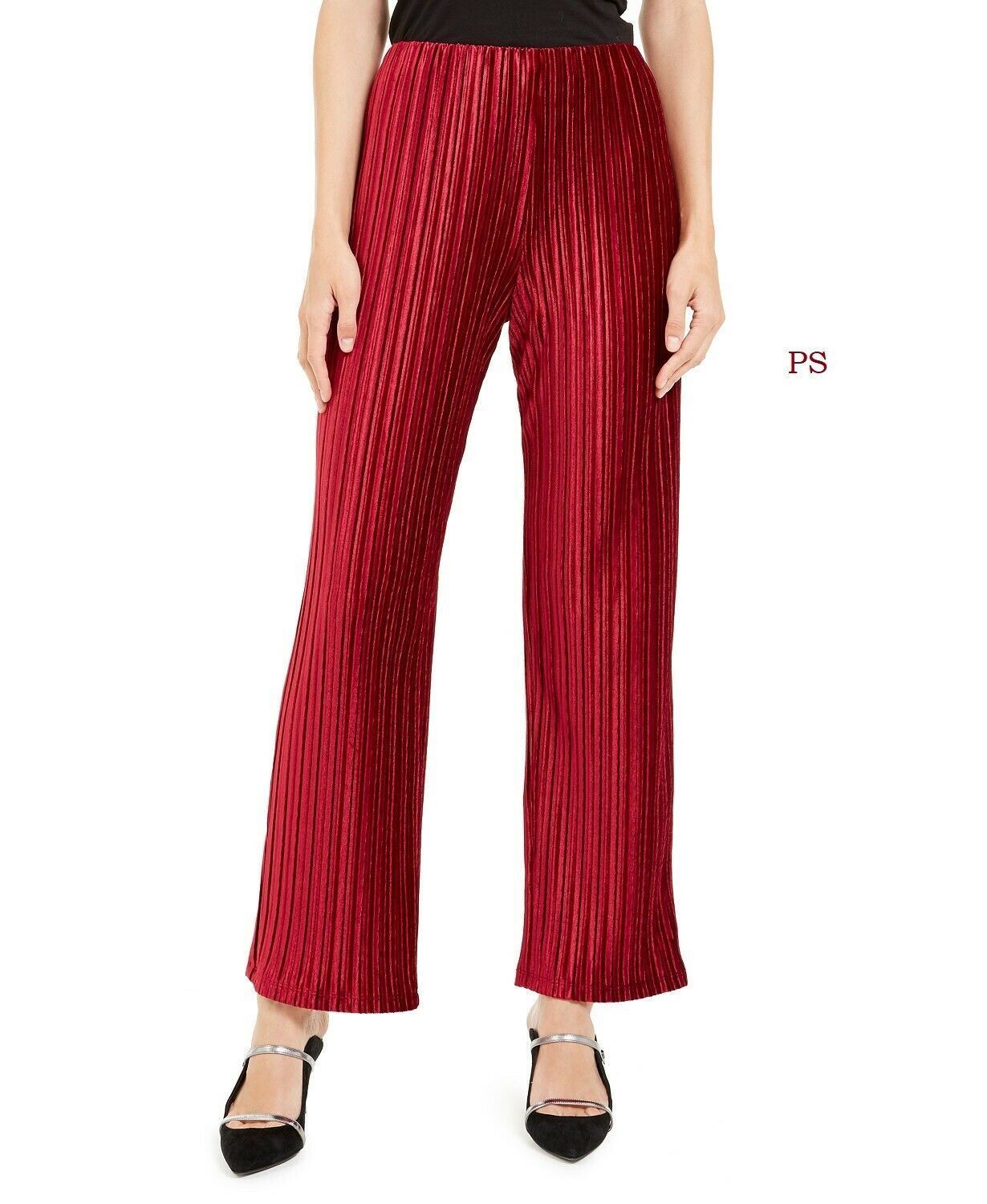 Calça feminina Alfani de veludo plissada vermelha tamanho pequeno S