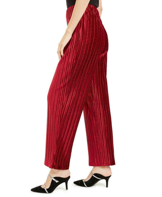 Calça feminina Alfani de veludo plissada vermelha tamanho pequeno S