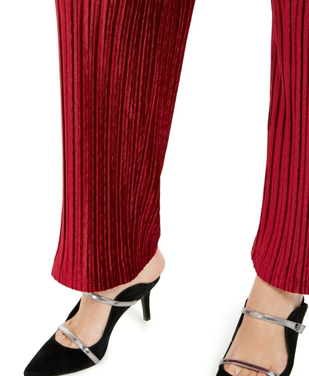 Calça feminina Alfani de veludo plissada vermelha tamanho pequeno S