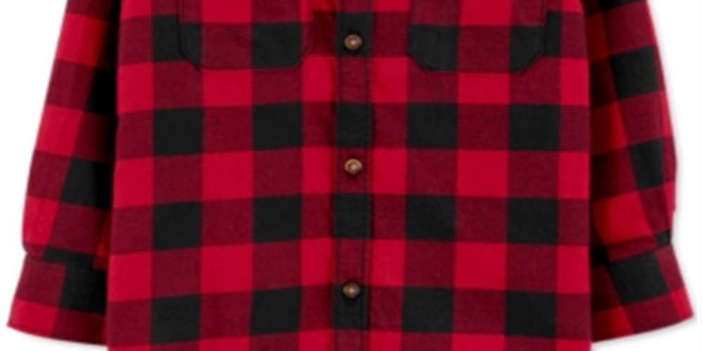 Camisa Carter's Infantil Menino Xadrez Sarja Botões Frente Vermelha Tamanho 5T