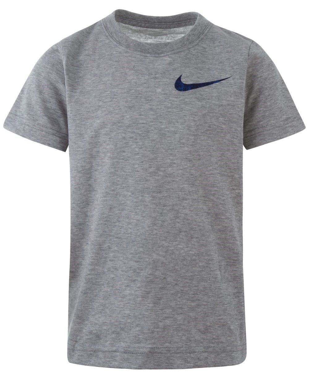 Camiseta Nike Little Boy's Elite Pod com estampa de logotipo, cinza, tamanho 7
