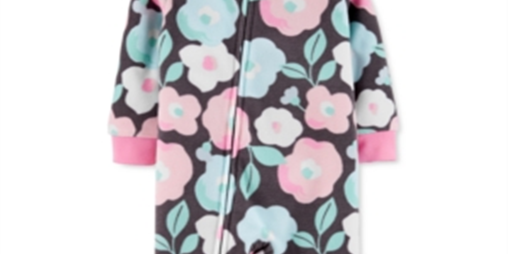 Pijama Carter's Baby Girl Floral Fleece com Pés Cinza Tamanho 18MOS