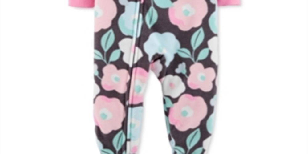 Pijama Carter's Baby Girl Floral Fleece com Pés Cinza Tamanho 18MOS