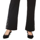 Calça feminina JM Collection em crepe com detalhes, preta, tamanho X-S