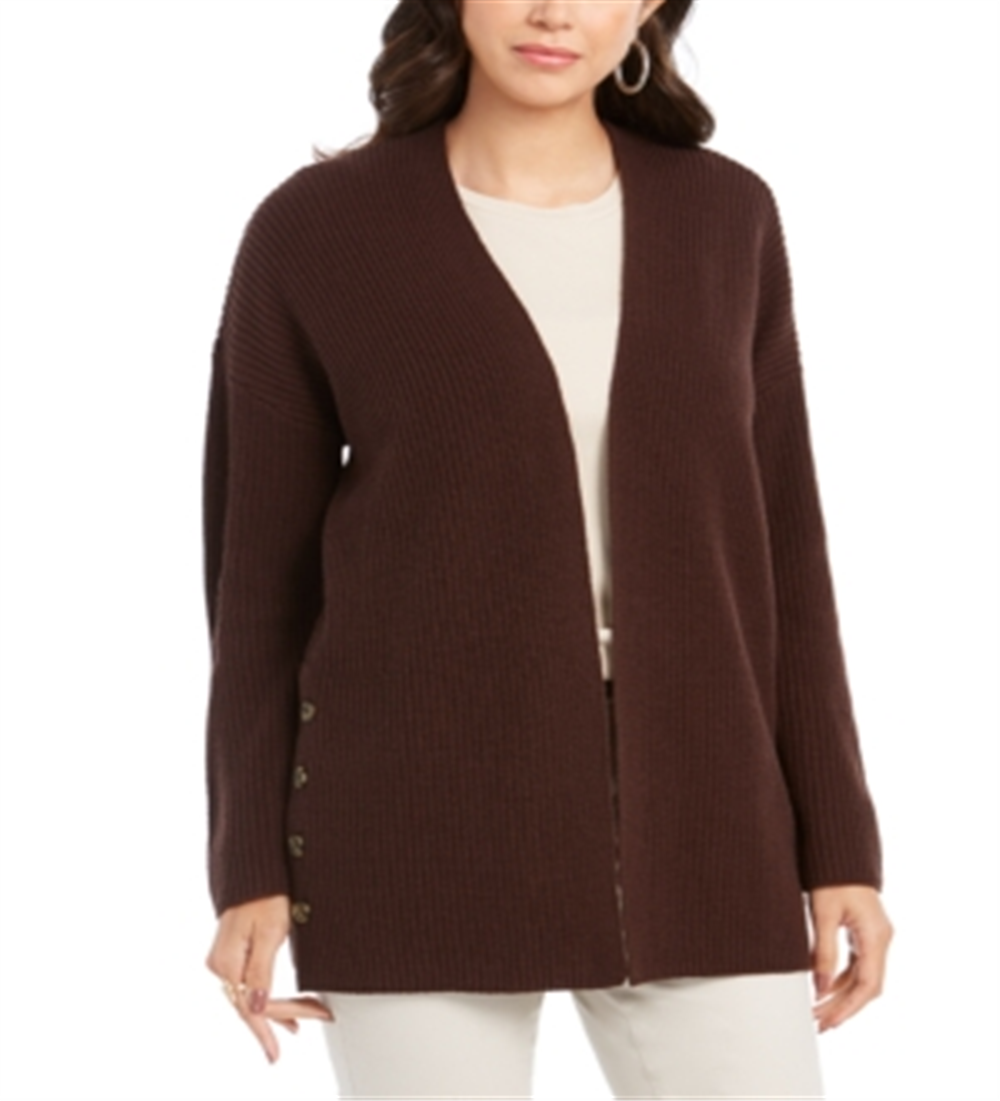 Cardigan feminino com botões frontais abertos Style &amp; Co, marrom, tamanho PP