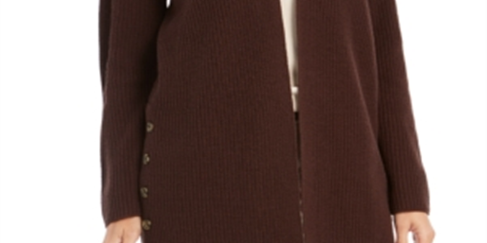 Cardigan feminino com botões frontais abertos Style &amp; Co, marrom, tamanho PP