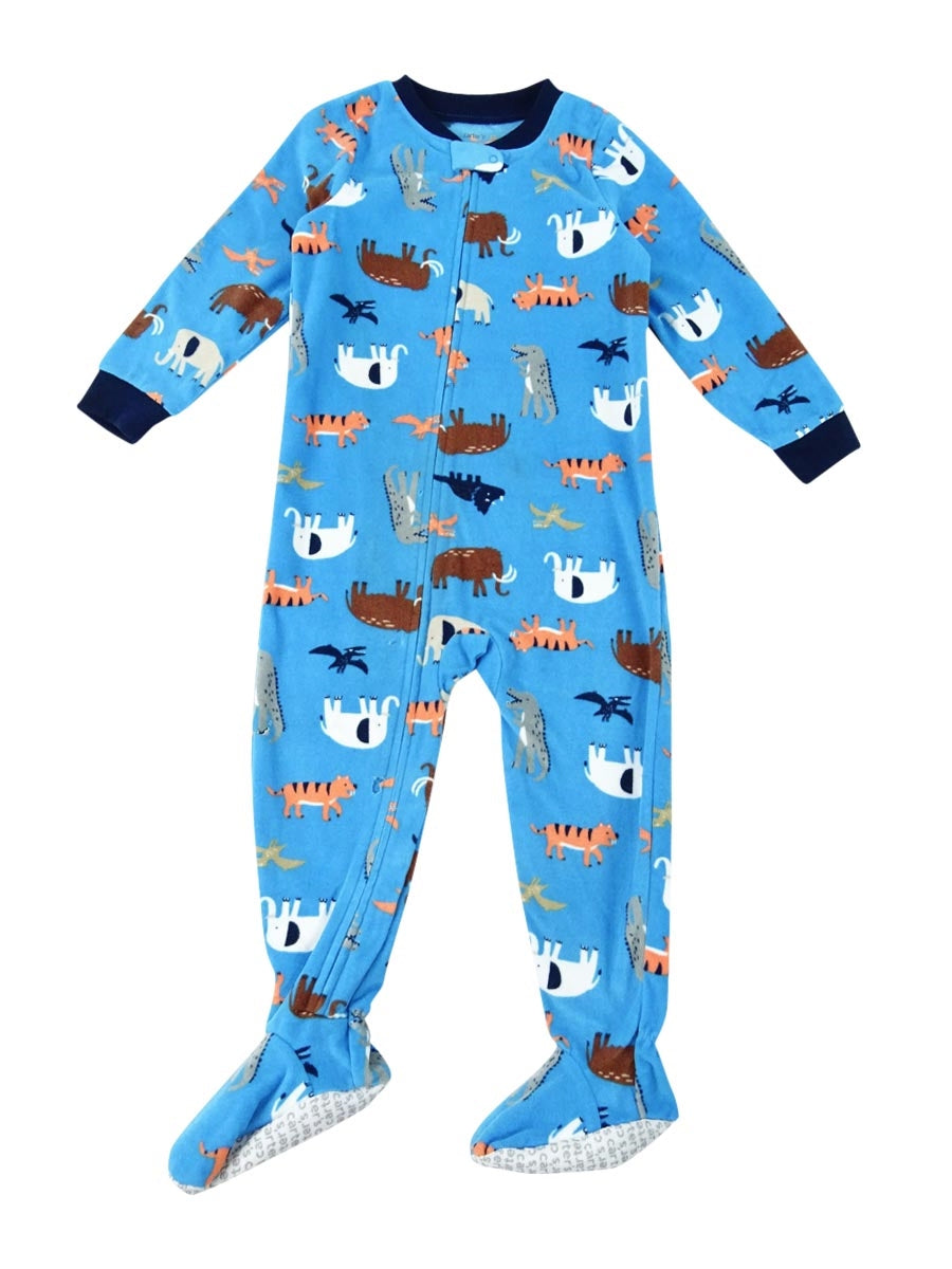 Pijama Carter's Infantil para Menino, 1 peça, estampa animal, fleece, azul, tamanho 5T