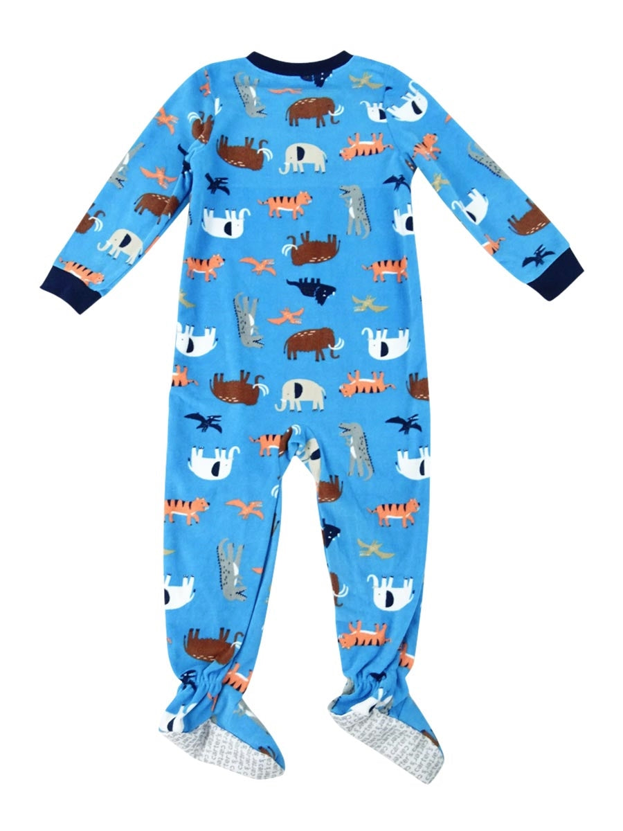 Pijama Carter's Infantil para Menino, 1 peça, estampa animal, fleece, azul, tamanho 5T