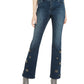 Calça jeans feminina bootcut com detalhes da INC International Concepts, azul, tamanho 8