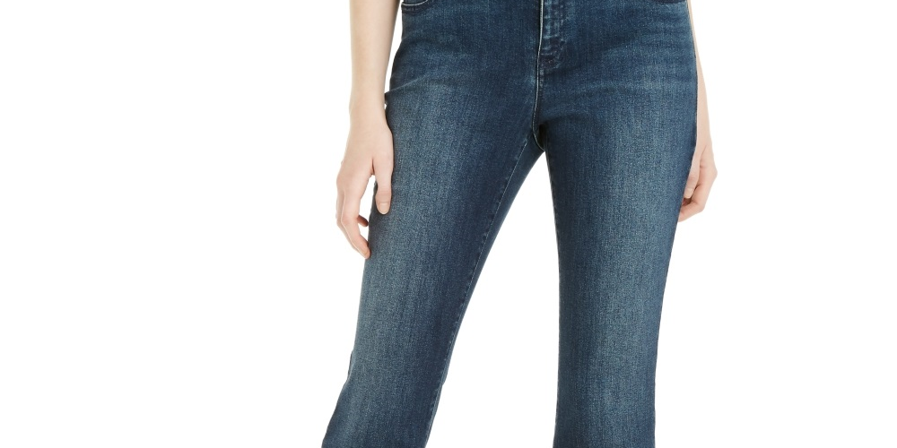 Calça jeans feminina bootcut com detalhes da INC International Concepts, azul, tamanho 8