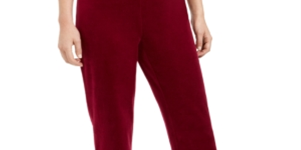 Calça de veludo feminina Karen Scott, roxa, tamanho pequeno, P/M