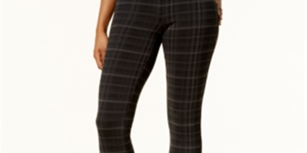 Legging feminina xadrez Ponte Style &amp; Co, preta, tamanho pequeno
