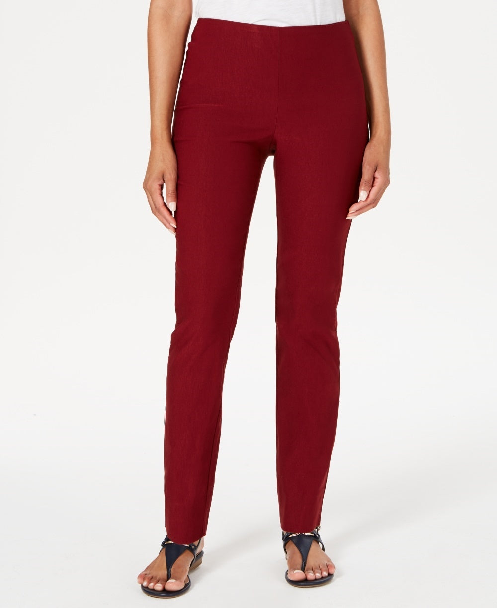Calça skinny Chelsea Tummy Control feminina Charter Club, tamanho 16, vinho