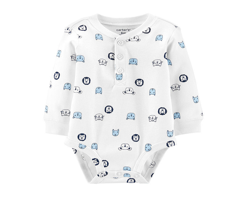 Body Henley de algodão com estampa de personagem Carter's Baby Boy, branco, tamanho 9MOS