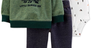 Conjunto de macacão e calça estampados para acampamento Carter's Baby Boy, 3 peças, Mountain Explorer, tamanho 18 meses