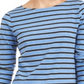 Top feminino estampado Charter Club com manga 3/4, azul, tamanho pequeno P/M