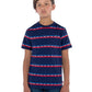 Camiseta Levi's Big Boy's Logo Listrada Azul Tamanho Médio