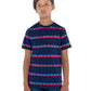 Camiseta Levi's Little Boy's com listras e logotipo, azul, tamanho 6